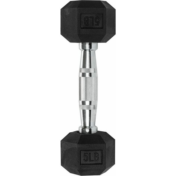Hex Dumbbells - Heavy Duty PVC Coated Weights, Chrome-Plated Knurled Handles, Fixed Hexagon Dumbbell - Workout, Exercise Weights, Lifting, Body Building Home Gym Training Gear - 5LB