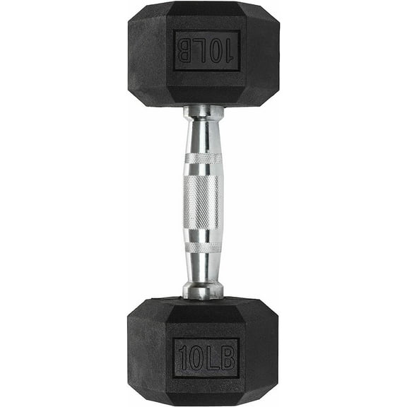 Hex Dumbbells - Heavy Duty PVC Coated Weights, Chrome-Plated Knurled Handles, Fixed Hexagon Dumbbell - Workout, Exercise Weights, Lifting, Body Building Home Gym Training Gear - 10 LB