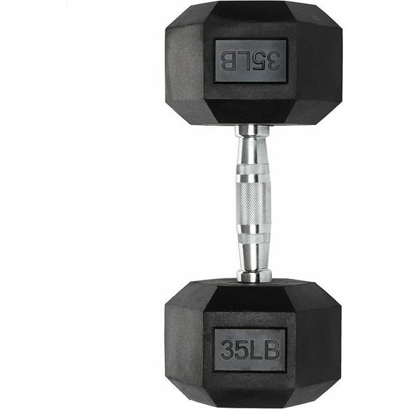 Hex Dumbbells - Heavy Duty PVC Coated Weights, Chrome-Plated Knurled Handles, Fixed Hexagon Dumbbell - Workout, Exercise Weights, Lifting, Body Building Home Gym Training Gear - 35 LB