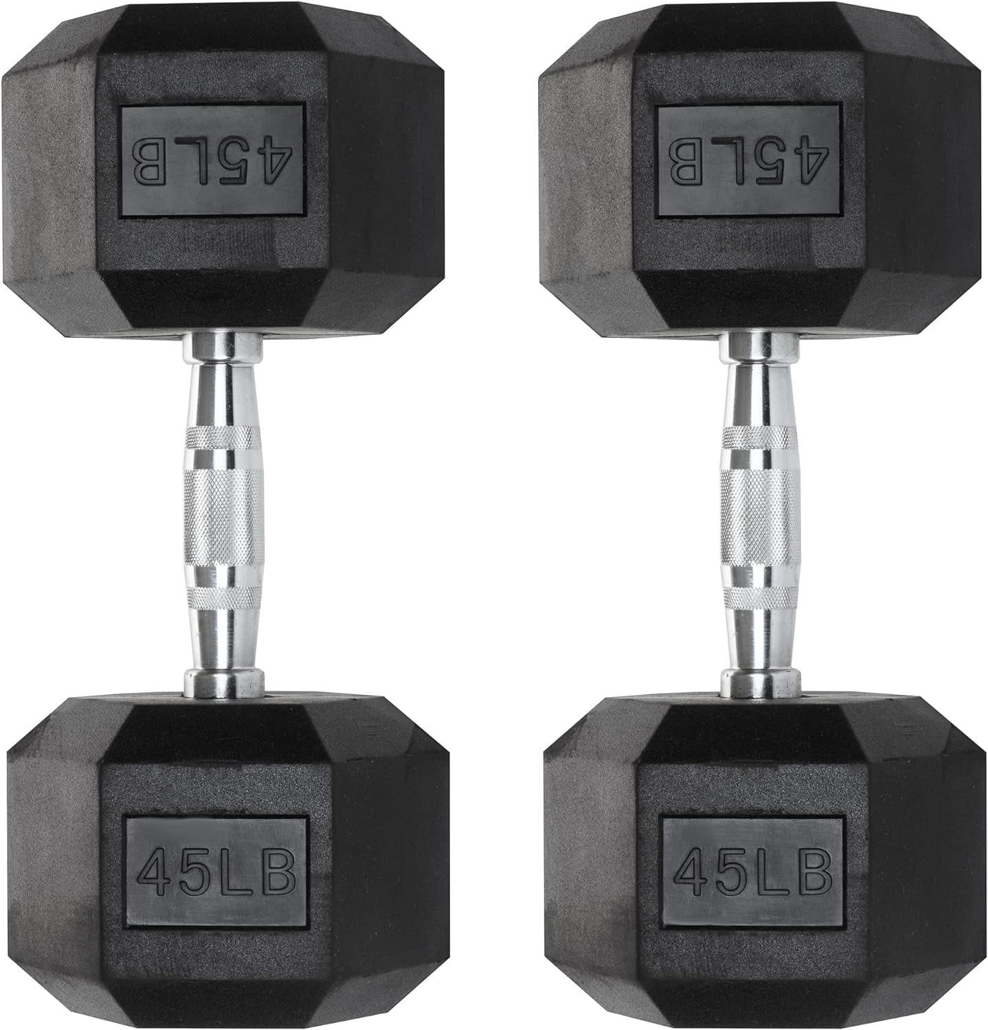 Hex Dumbbells Heavy Duty PVC Coated Weights, ChromePlated Knurled