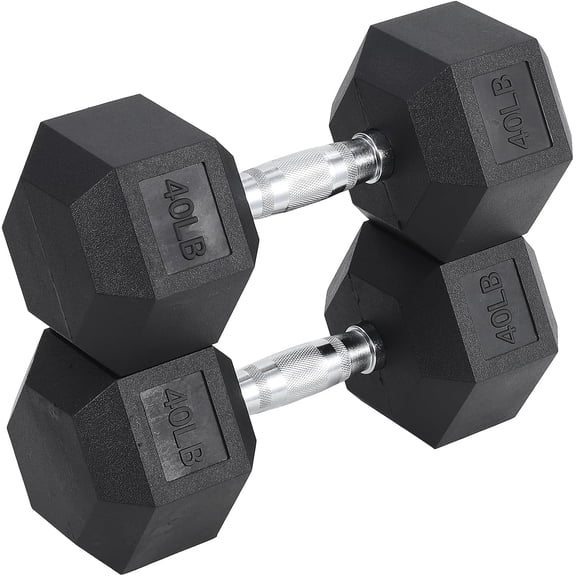 Hex Dumbbells Set for Home Gym 80LB Total PVC/PEV Coated, Anti-Roll Design, Non-Slip Grip, Cast Iron Core Versatile Strength Training Weights