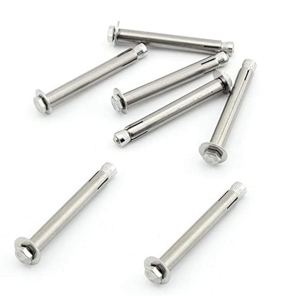 Hex Expansion Bolt Hex Head Nut Sleeve Expansion Screw 304 Stainless Steel External Furniture Bolts, Expanding Shield Anchor Screws Bolts Fastener M6x80mm 5 Pack