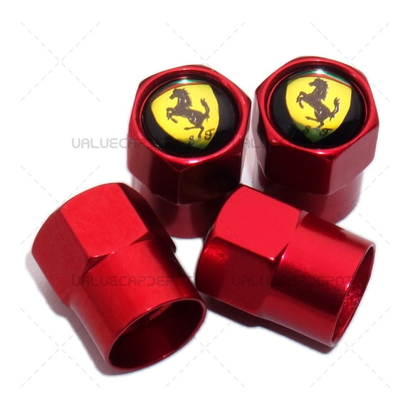 Hex Ferrari SF Logo Emblem Car Wheels Tire Air Valve Caps Stem Dust Cover Sport