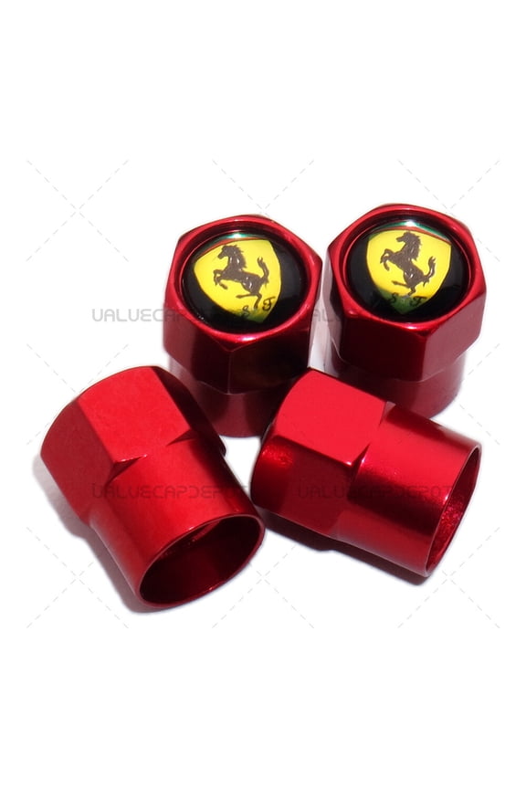 Hex Ferrari SF Logo Emblem Car Wheels Tire Air Valve Caps Stem Dust Cover Sport