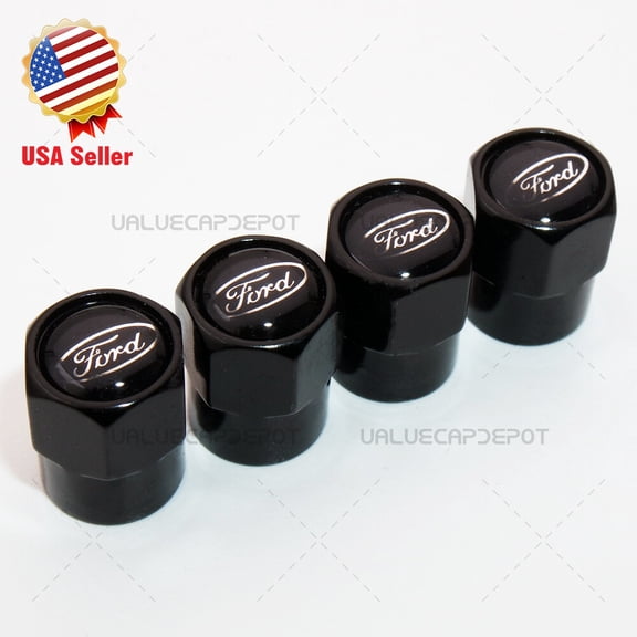 Hex For Black Ford Logo Emblem Car Wheels Tire Air Valve Caps Stem Dust Cover