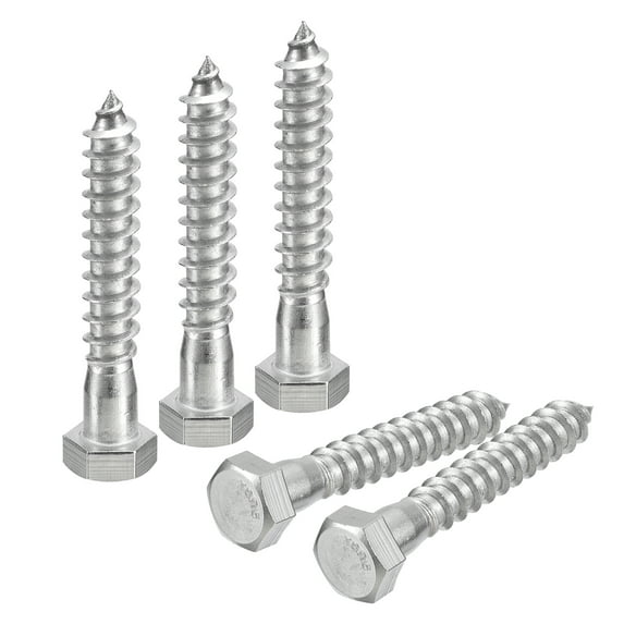 Hex Head Lag Screws Bolts, 3/8" x 2-1/2" 304 Stainless Steel Partial Thread Wood Screws, 10 Pack