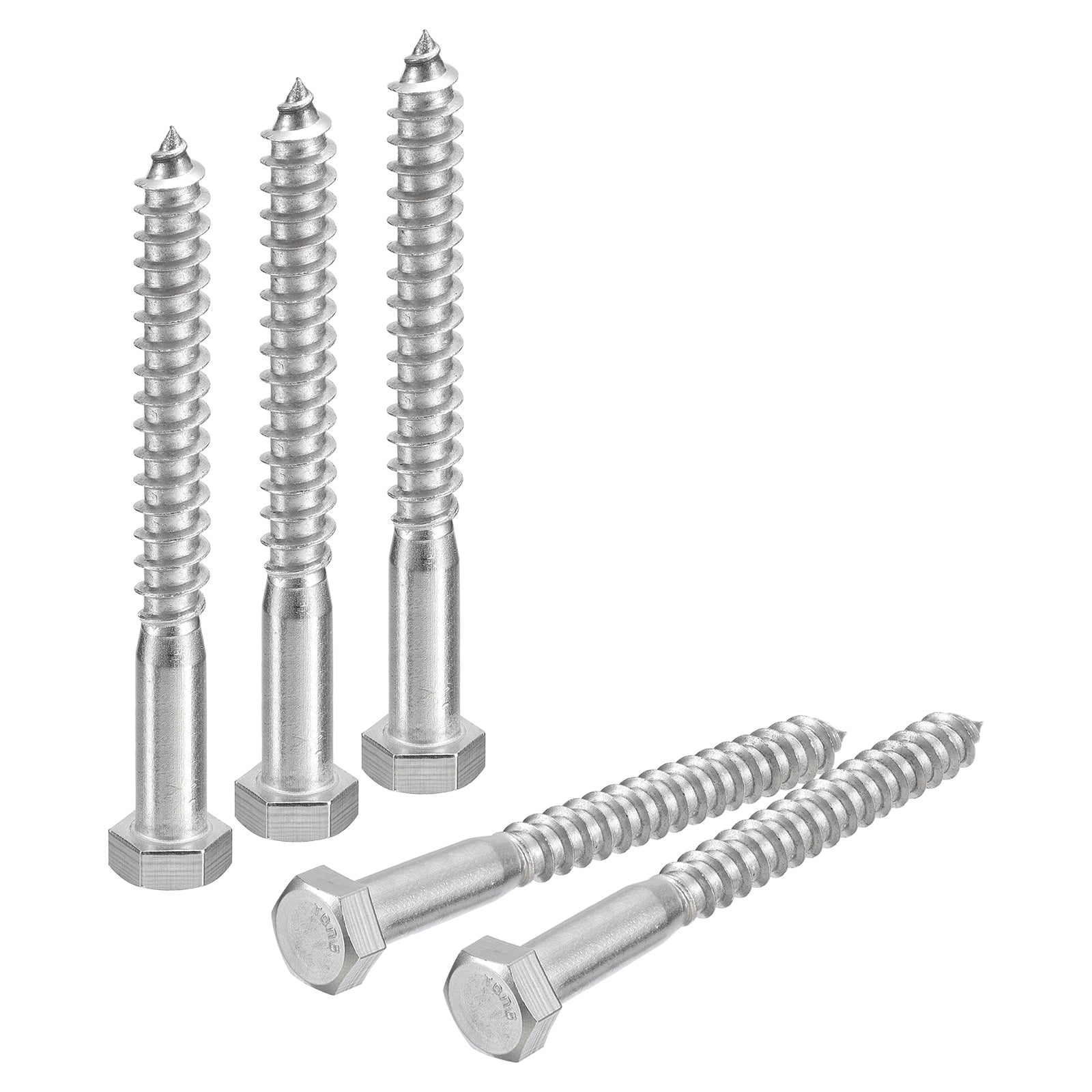 5/8 Inch X 4 Inch - Hex Lag Screws 304 Stainless Steel - Qty 1, Silver