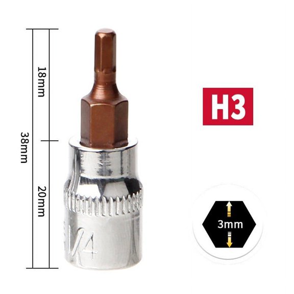 Hex Head Screwdriver Bit 1/4Inch Drive Socket Hand Tools H3 H4 H5 H6 H7 H8 H3