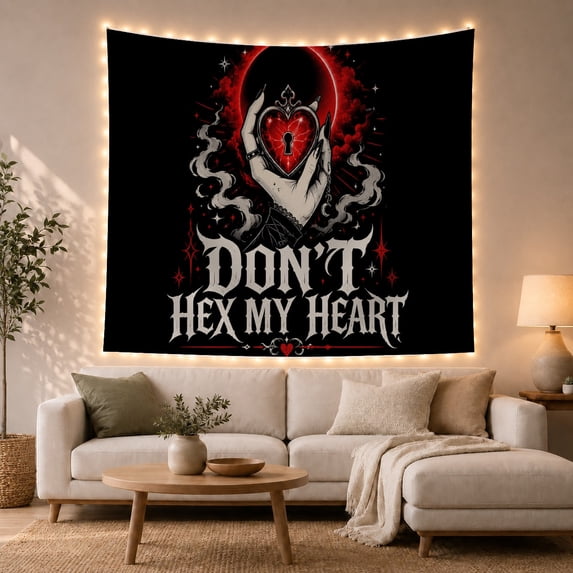 Don'T Hex Heart with Vertical Pale Elegant Hands, Spooky Gothic for Gothic Decor Fans, Dark Art Decor, Halloween Gift, Tapestry Wall Hanging for Bedroom and Dorm