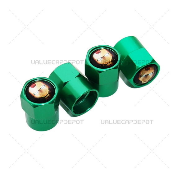 Hex Iron Man Logo Emblem Car Wheels Tire Air Valve Caps Stem Dust Cover Sport