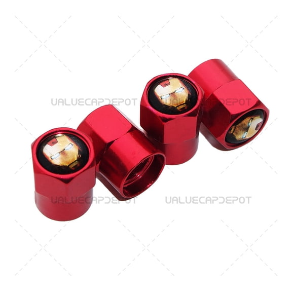Hex Iron Man Logo Emblem Car Wheels Tire Air Valve Caps Stem Dust Cover Sport