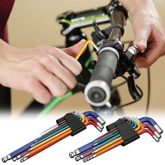 Hex Key Set 9PCS Metric Allen Wrenches, 1.5-10mm Ball End, Color Coded, Vanadium Alloy Steel, Long Arm, for Mechanical Equipment, Vehicles, Electronics, Repairs