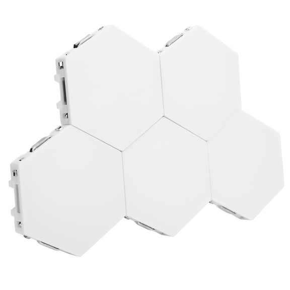 Hex LED Touch Light Sensitive Modular Wall Sconces Creative DIY Geometry Honeycomb Night Lamp for Barber Shop Living Room Bedroom Office 110-240V US Plug White 5 Pack 7.08x5.11 in / 18x13 cm