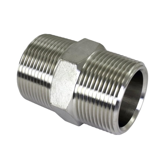 Hex Nipple 1-1/4" Male NPT Stainless Steel Pipe Fitting 1.25"