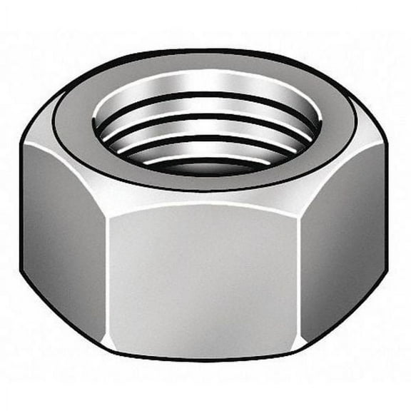 Hex Nut, #6-40, Steel, Not Graded, Zinc Plated, 7/64 in Ht, 100 PK