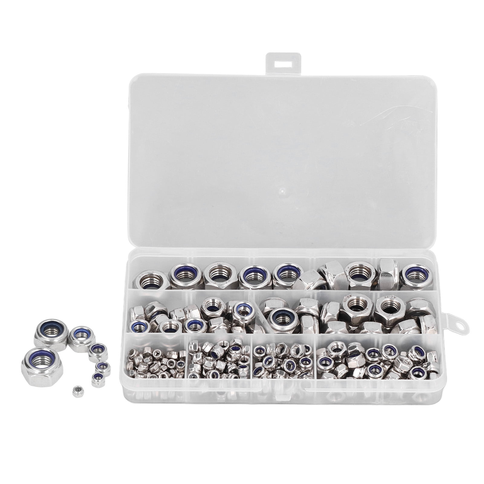 Hex Nut Assortment Set 215PCS Nylon Locking Nuts M3 M4 M5 M6 M8 M10