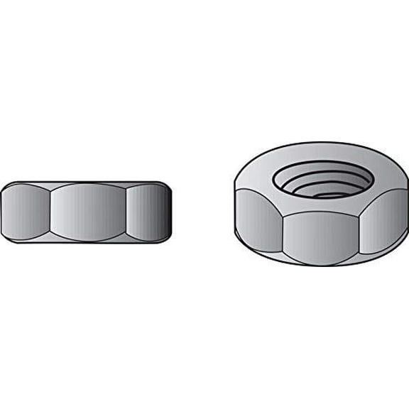 Hex Nuts, Heat-Treated Zinc-Plated Steel, Coarse Thread, 3/8-16, 100-Pk.