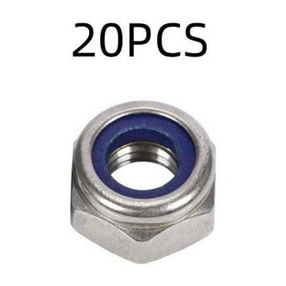 Hex Nuts M6, DIN 985 Hex Nuts A2-70 Stainless Steel Self-Locking Nuts Stop Nuts Lock Nuts for Bolts, Screws (M6, Pack of 20)