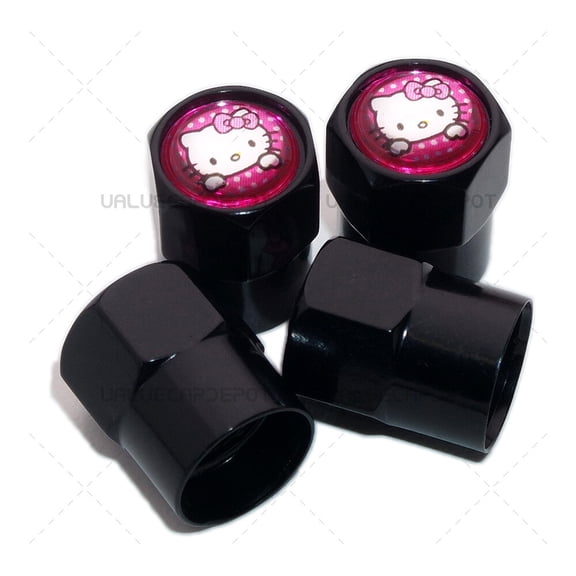 Hex Pink Hello Kitty Logo Car SUV Wheels Tire Air Valve Caps Stem Dust Cover