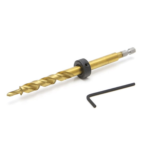 Hex Pocket Hole 3/8 Step Drill Bit+Stop Collar Set Guide