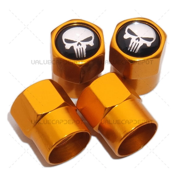 Hex Punisher Skull Logo Car SUV Wheels Tire Air Valve Caps Stem Dust Cover Sport