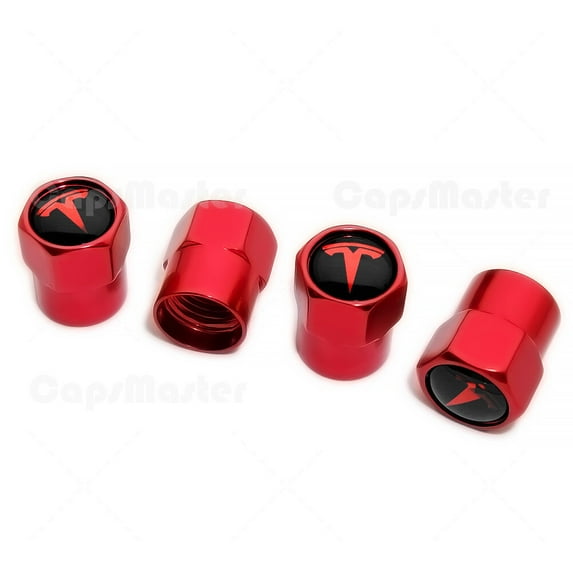 Hex Red Tesla Car Wheels Tire Air Valve Caps Stem Dust Cover Sport Decorate Gift