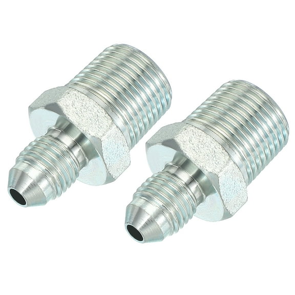 Hex Reducing Nipple Connectors Pipe Adapter 7/16 Male 37 Flare JIC x 3/8 Male NPT 2 Pack