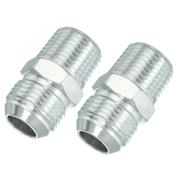 Hex Reducing Nipple Connectors Pipe Adapter 7/8 Male 37 Flare JIC x 1/2 Male NPT 2 Pack