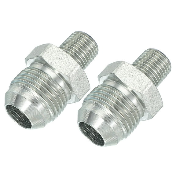 Hex Reducing Nipple Connectors Pipe Adapter 7/8 Male 37 Flare JIC x 1/4 Male NPT 2 Pack
