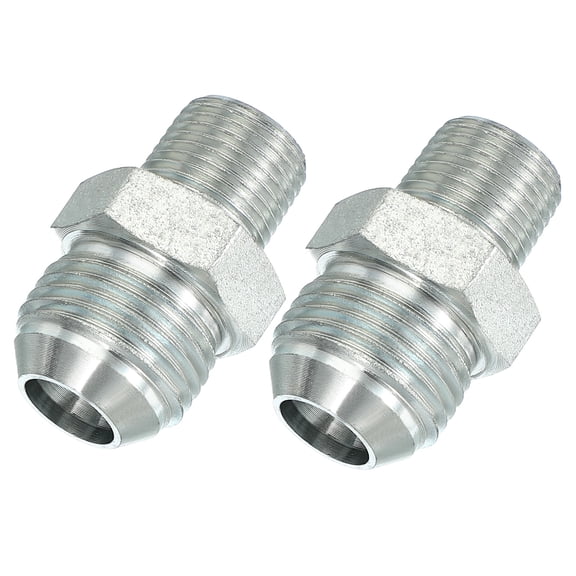 Hex Reducing Nipple Connectors Pipe Adapter 7/8 Male 37 Flare JIC x 3/8 Male NPT 2 Pack