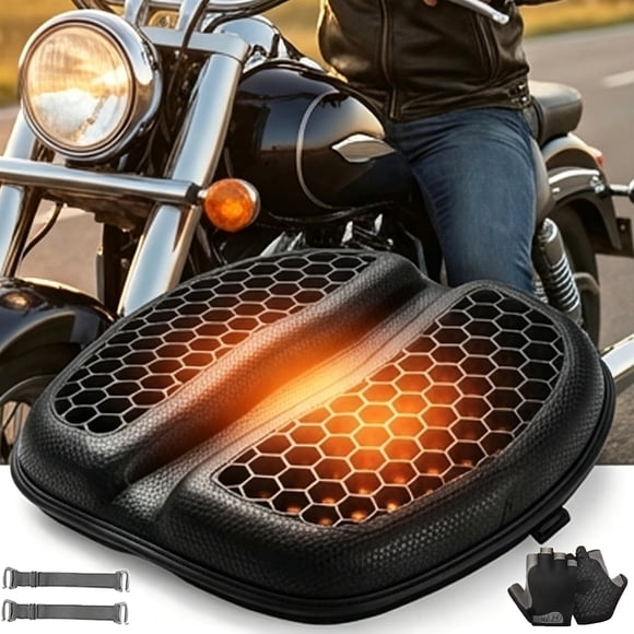 Hex Rider Seat Cushion, 100% Gel Rider Cushion for Motorcycle, Universal Non-Slip Grip Ergonomic Motorcycle Seat Pad, 3D-Honeycomb Structure TPE Shock Absorption Breathable Seat Pad for Long Rides