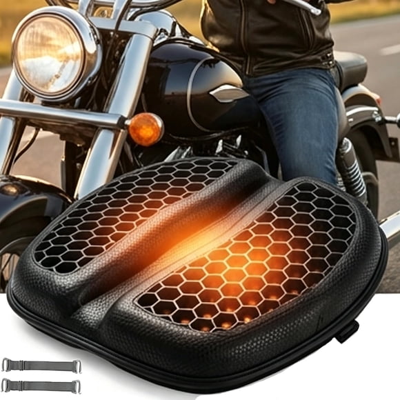 Hex Rider Seat Cushion, Gel Rider Cushion for Motorcycle, Universal Non-Slip Grip Ergonomic Motorcycle Seat Pad, 3D-Honeycomb Structure TPE Shock Absorption Breathable Seat Pad for Long Rides