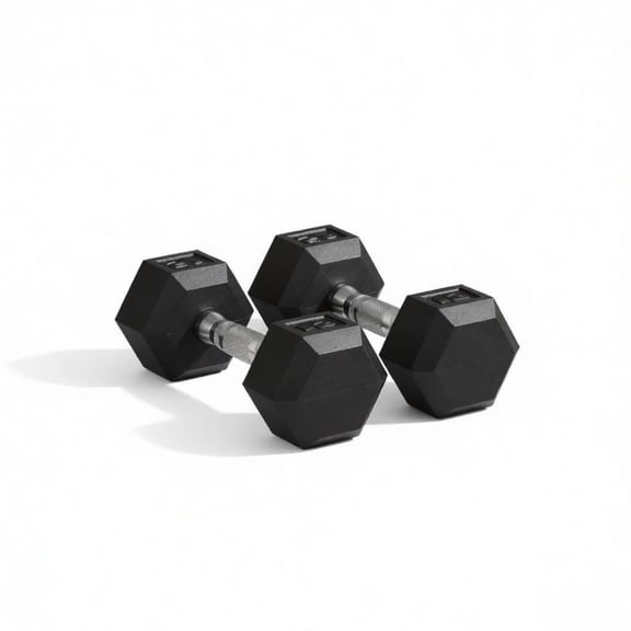 Hex Rubber Dumbbell Set No-Roll Hexagonal End Construction for Strength Training