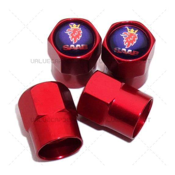 Hex SAAB Logo Emblem Car Wheels Tire Air Valve Caps Stem Dust Cover Sport