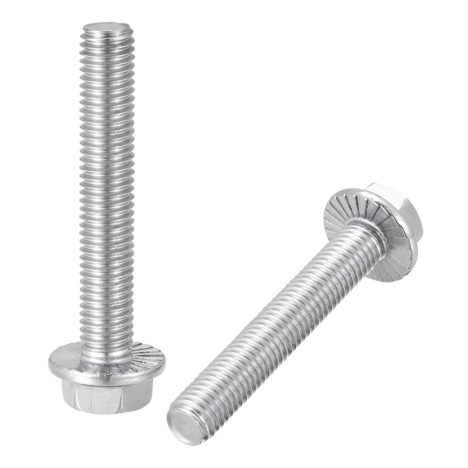 Uxcell M8 X 70mm Hex Serrated Flange Bolts – 304 Stainless Steel Metric Thread Screws, 10-Pack, Polished Finish, Corrosion-Resistant For Home, Machinery, And DIY