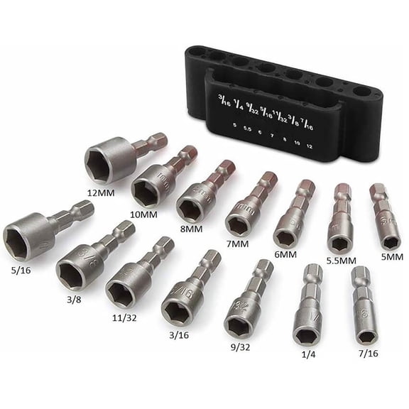 Hex Shank Adapter, Quick Change Drill Adapter, Impact Bit Holder, Screwdriver Bit Caddy, Quick Release Locking Design, Wear Resistant Metric Tool for Electric Drill Accessory,Black