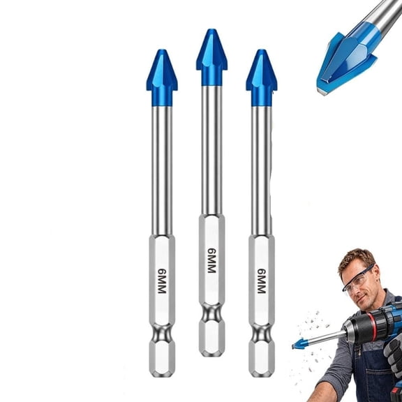 Hex Shank Carbide Eccentric Drill Bit for Ceramic Tile, Glass, Concrete, Stone and Marble, 4 Sizes for Home Repair
