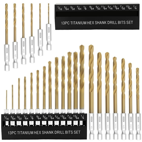 Hex Shank Drill Bit Set High Speed Steel Impact Driver Drill Bits Effective Cutting Titanium Coated Drilling Tools for Wood