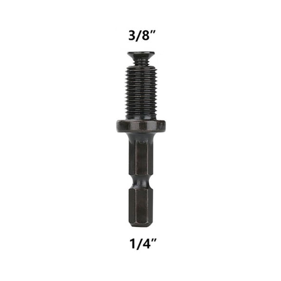 Hex Shank Drill Chuck Adapter Set with Patented Locking Function, Steel Male Thread Screw Converter for 1/4 to 3/8 and 1/2 Inch Power Tools, Black, 2-Pack(A)