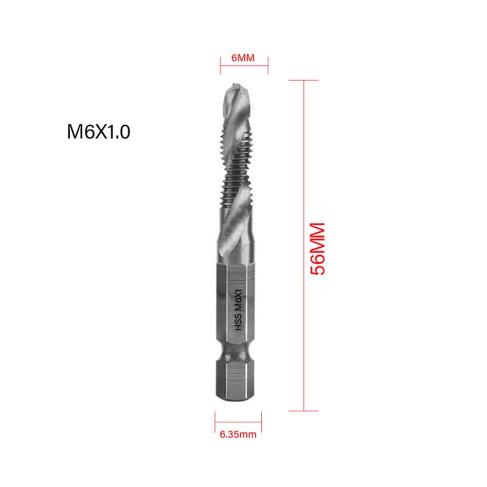 Threaded Bits Hex Shank HSS Threaded Tap Drill Bit Set for Size Range from 3mm to ...