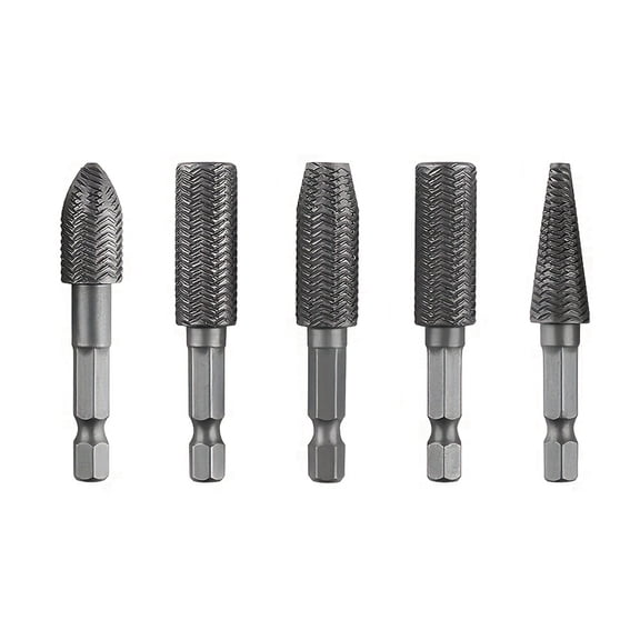 Hex Shank Rotary File Drill Bits Wood Carving File Rasp Burrs Grinding Grooved Sanding Engraving Milling Tool