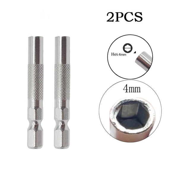 Hex Shank Screwdriver Bit Adapter 6.35mm to 4mm, Chrome Vanadium Steel Insert Converter for Electric Drill Driver, 1/4 Inch Handle to Metric for System Tool Accessory, Silver, 2 Pack
