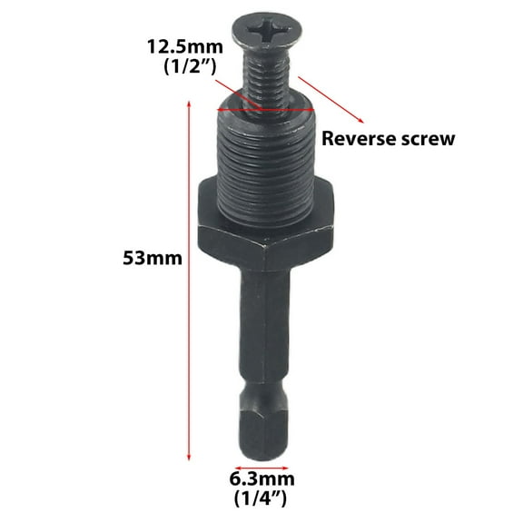Hex Shank to Thread Adapter Prevents Drill Chuck from Slipping Complete Set
