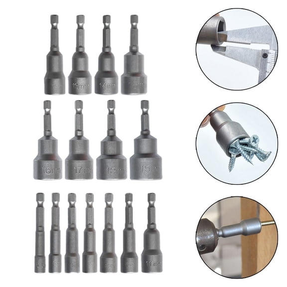 Hex Socket Sleeve Nozzles Wind Batch Sleeve Magnetic Nut Driver Drill Bit Socket Wrench Extension Sleeve Repairing Tool 7Mm Fangkenuo