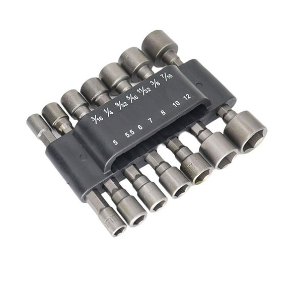 Hex Socket Sleeve Nut Driver Set, 9-14 Pcs Power Nut Screwdriver Socket Bit Set with 1/4" Hex Shank for Drills, CRV Steel