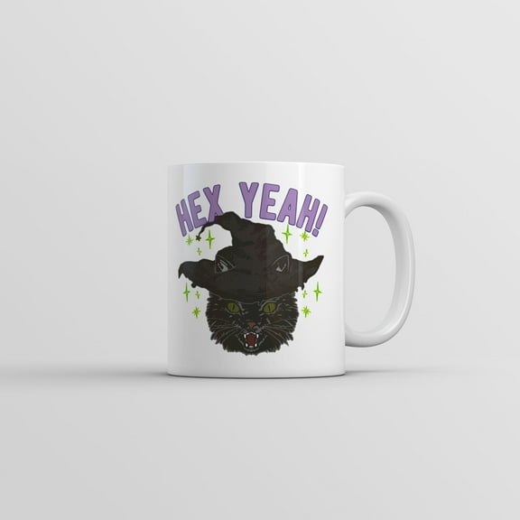 Hex Yeah Mug Funny Halloween Witch Cat Graphic Coffee Cup