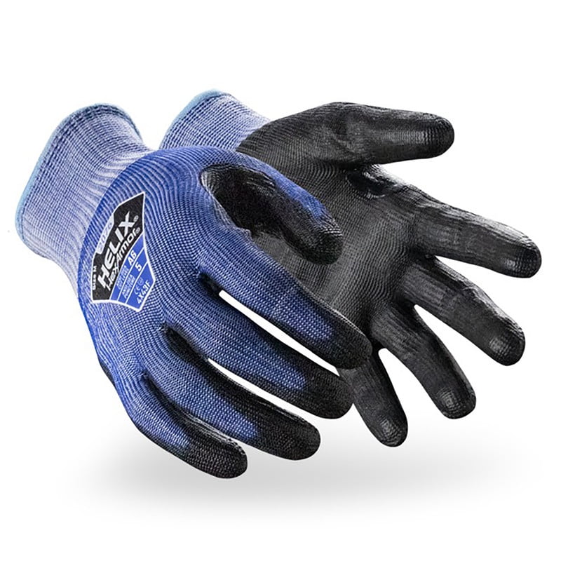 HexArmor Helix 2076-L Cut Level A6 Gloves, 13-Gauge HPPE/Steel/Fiberglass Shell, PU Palm Coating