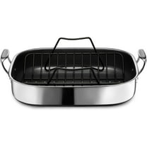 Mainstays 18 inch Jumbo Roasting Pan with Lid and Basting Rack, Stainless  Steel, 3-Pieces