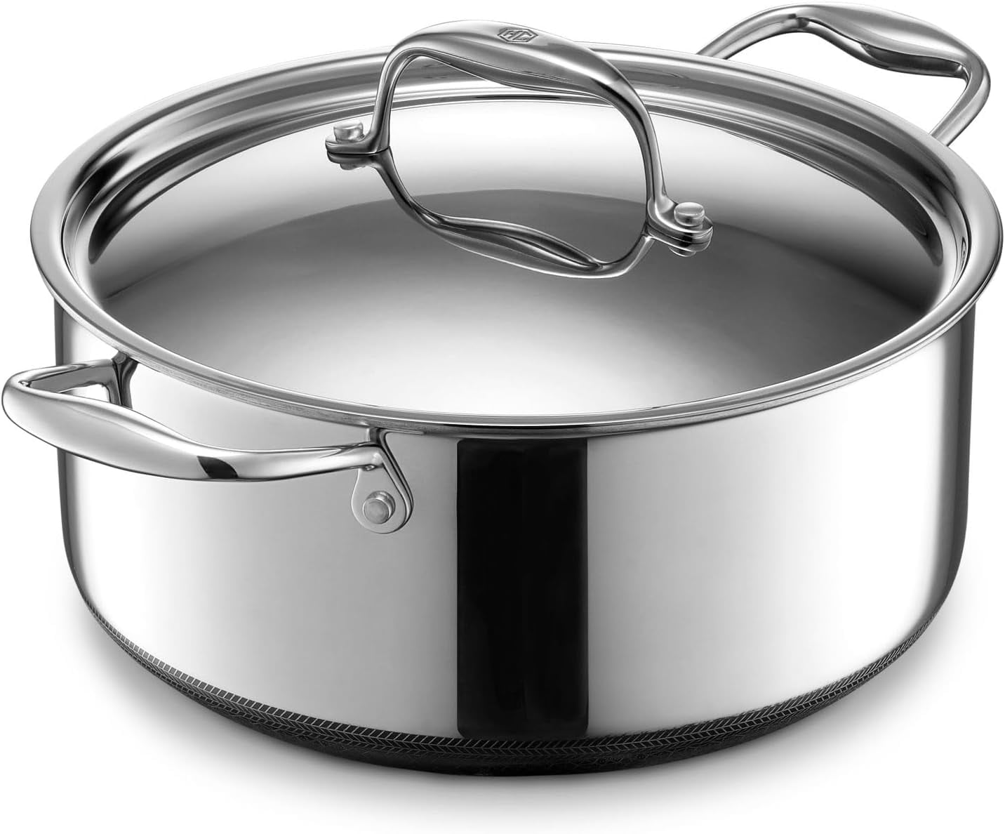 HexClad 7 Quart Hybrid Deep Saut Pan Fryer with Lid, Size: 14, Black