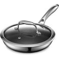 thumbnail image 1 of HexClad 8 inch Hybrid Stainless Steel Cookware Frying Pan with Glass Lid, Nonstick, 1 of 6